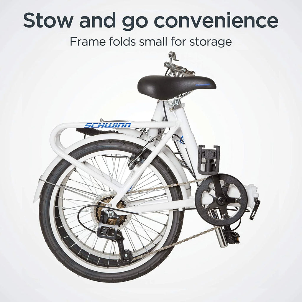 20 In. Folding Bike with Rear Carry Rack, White A152392