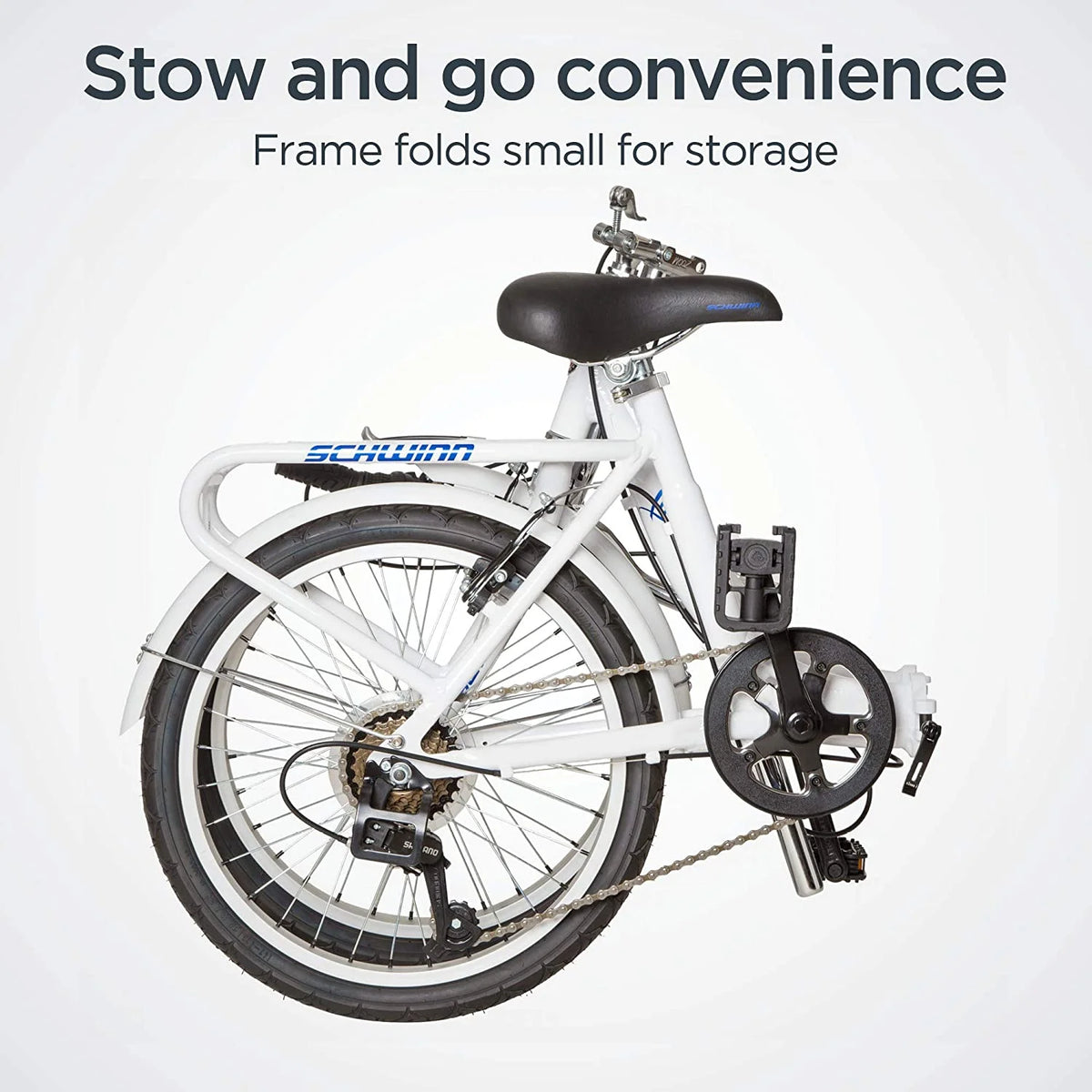 20 In. Folding Bike with Rear Carry Rack, White A152392