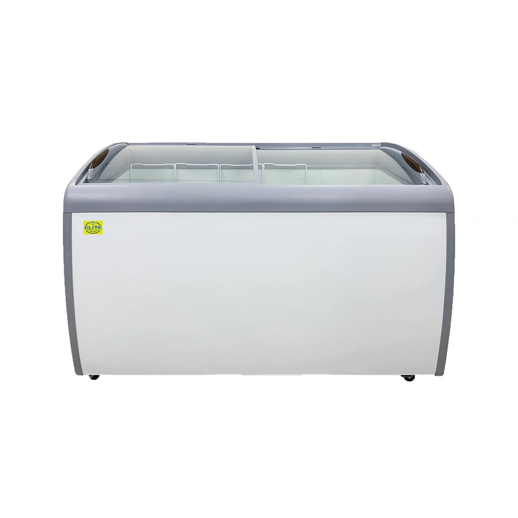 White Curved Glass Top Display Chest Freezer C59885