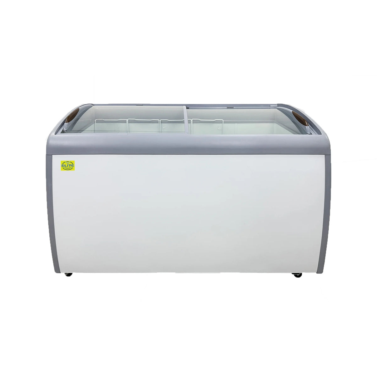 White Curved Glass Top Display Chest Freezer C59885