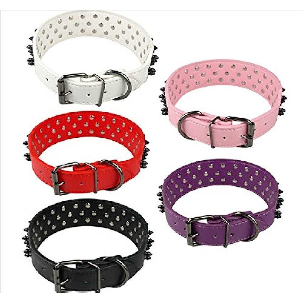 Black Spiked Studded Leather Dog Collar C850