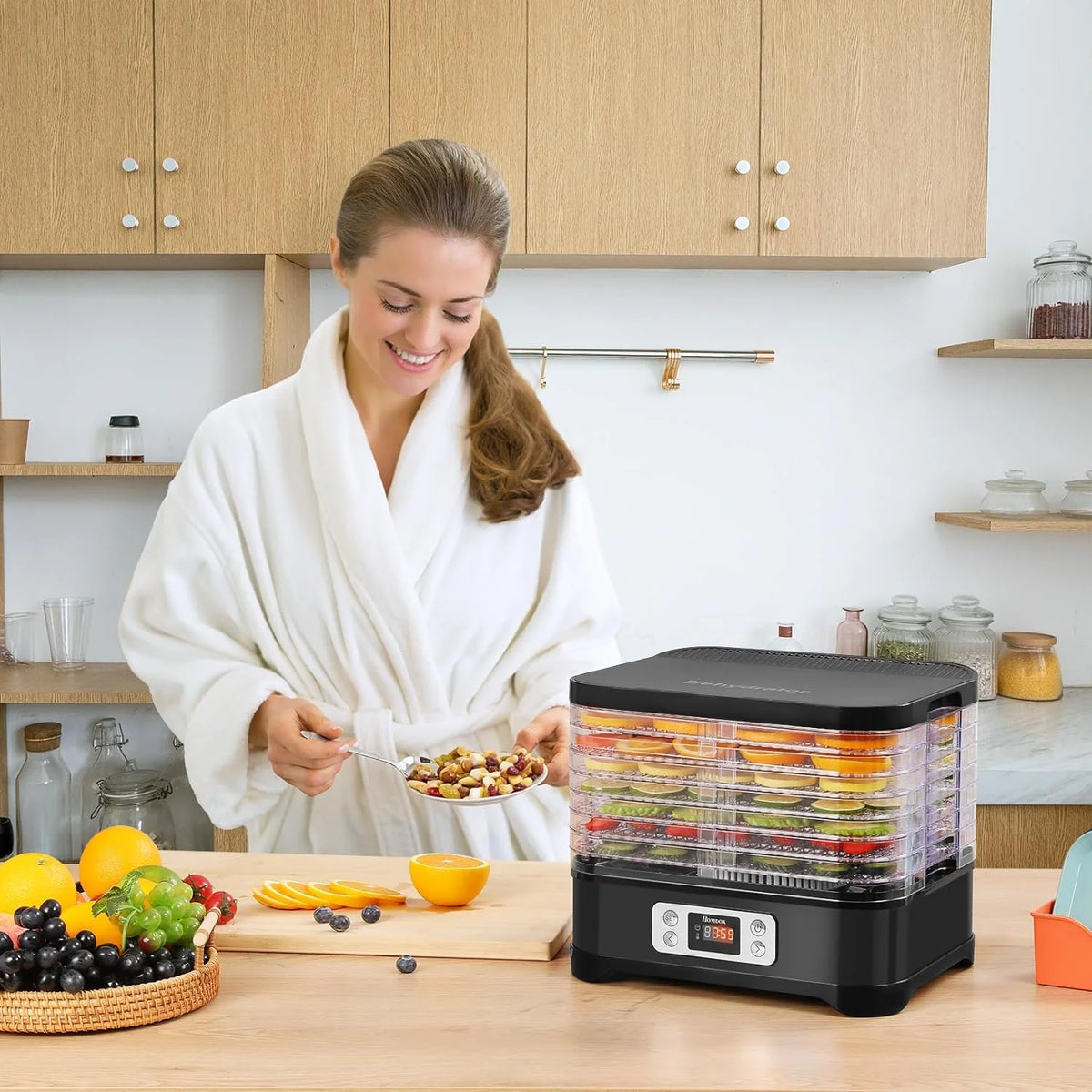 Electric 400W 8 Trays Food Dehydrator Machine with Digital Timer and Temperature Control, BPA Free Black D48785