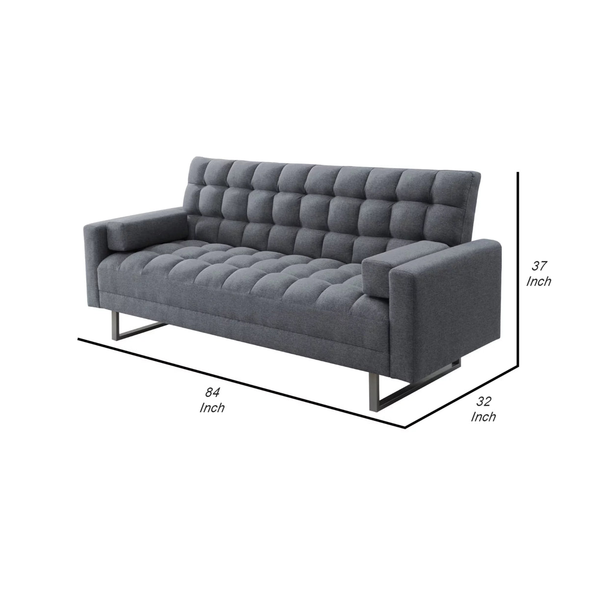 Adjustable Gray Sofa with Tufting and Sled Base H835