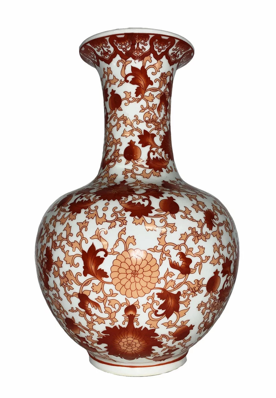Ball Vase with Red Coral Pattern H52611