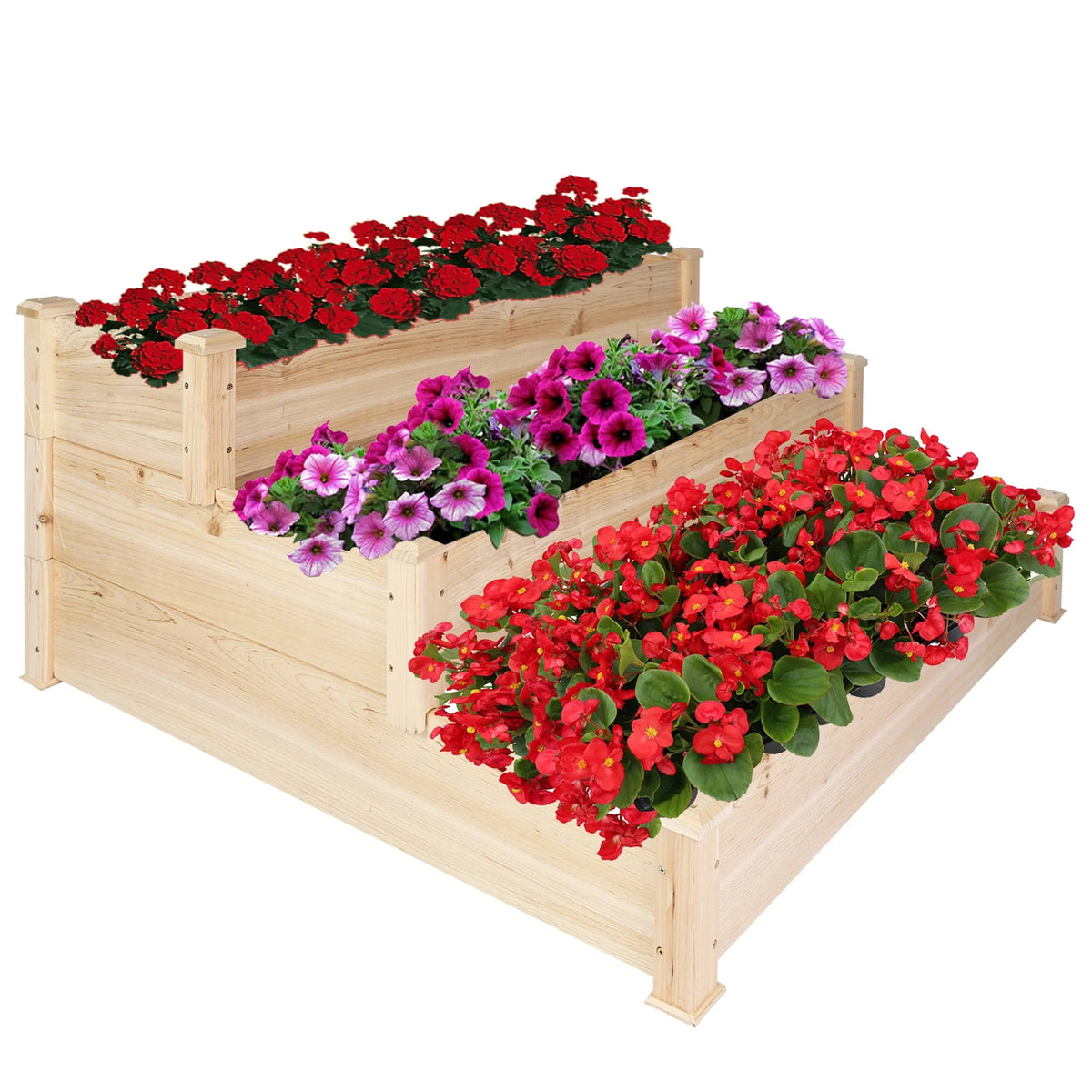 3 Tier Raised Wooden Garden Bed Planter Box D599673