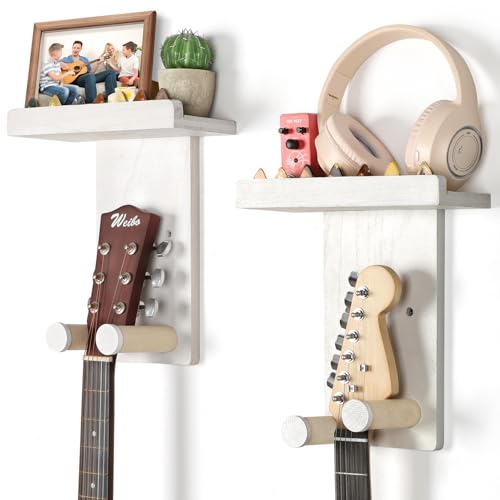 2-Pack Guitar Wall Mount Hanger with Shelf & Pick Holder E841469