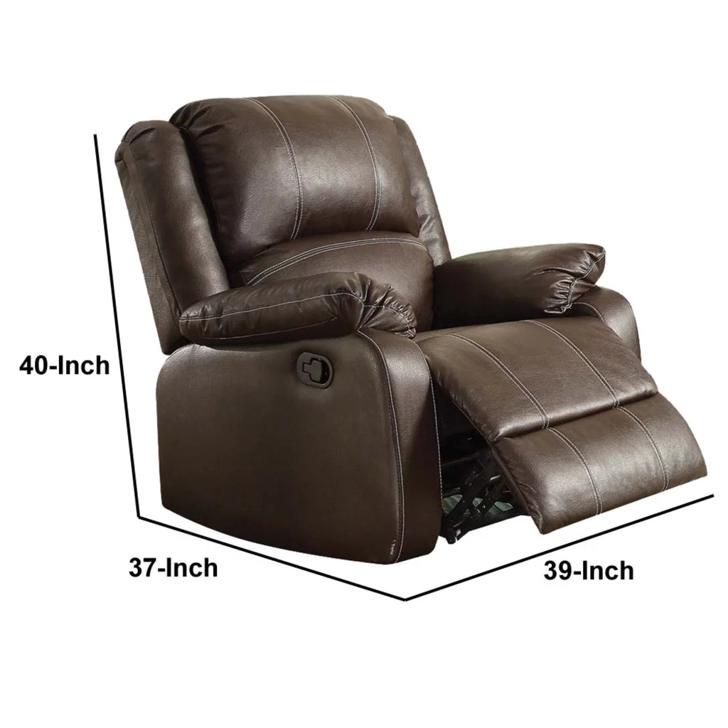 Brown Leather Upholstered Metal Reclining Chair L947155