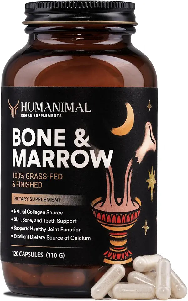 Grass-Fed Freeze-Dried Beef Bone and Marrow Supplement 120 Capsules H425