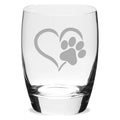 Paw Print Heart Double Old Fashion Glass X8602