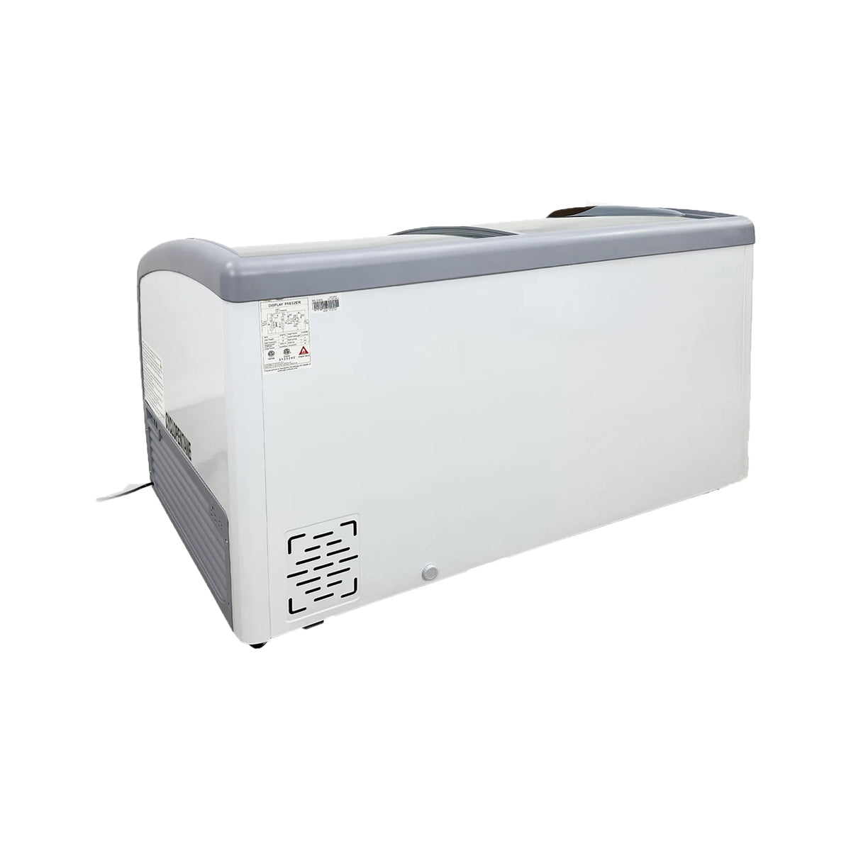 White Curved Glass Top Display Chest Freezer C59885
