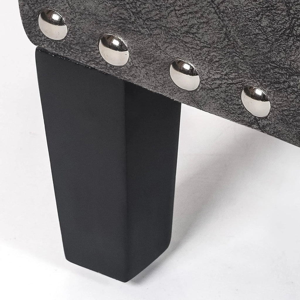 Grey Tufted Storage Ottoman Bench with Wood Legs W454295