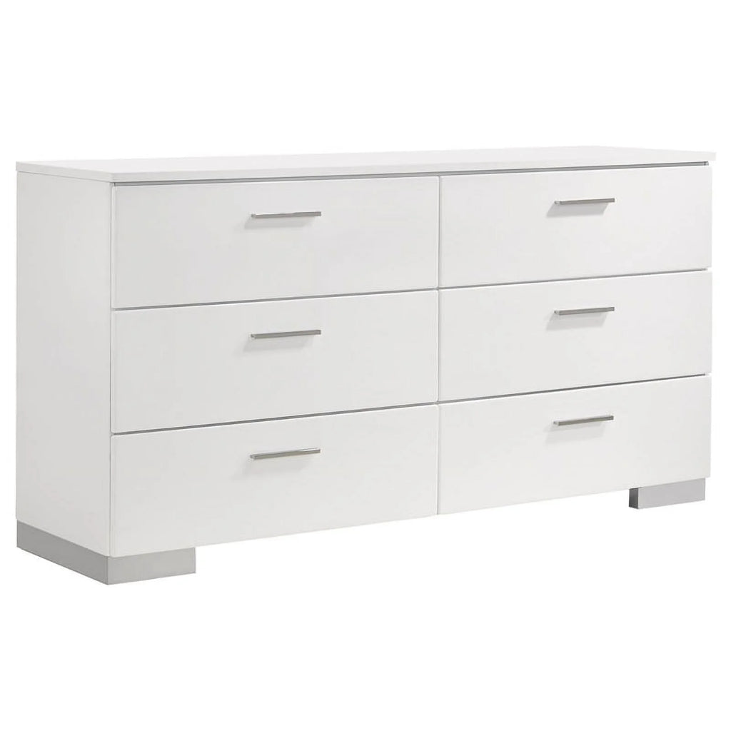 4-Piece Wood Eastern King Bedroom Set in Glossy White N83775