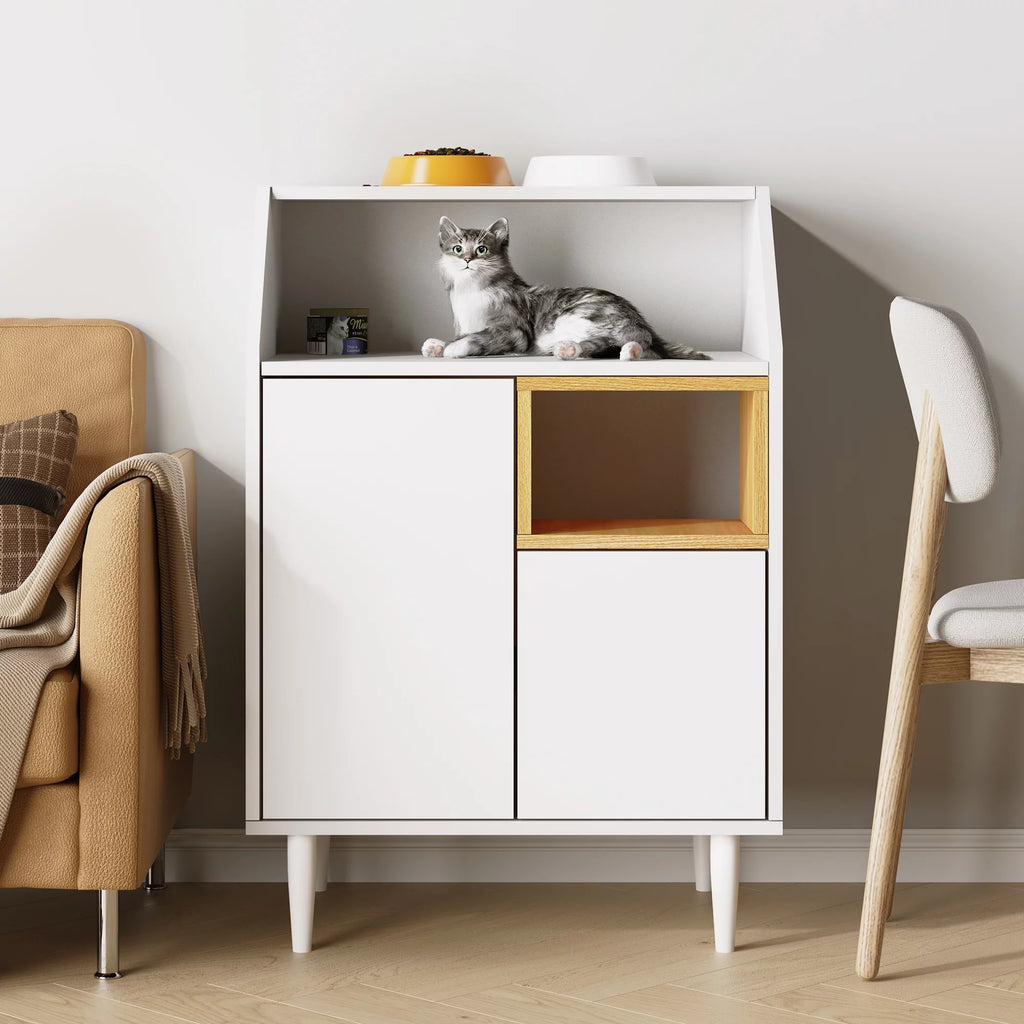 Cat Litter Box Enclosure Wooden Pet Crate Furniture H69931