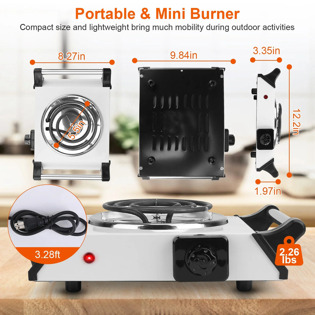 1000W Electric Single Burner Portable Hot Plate with 5 Temperature Adjustments V986