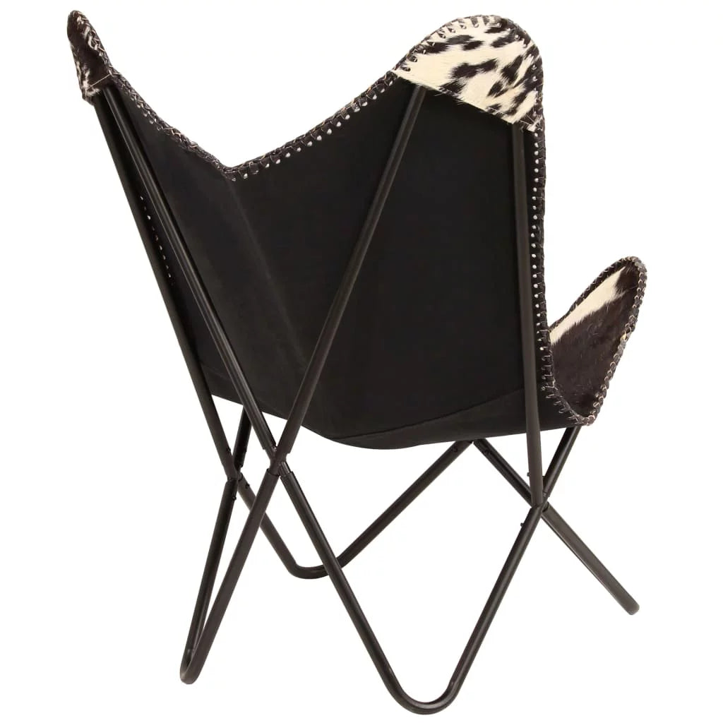 Black and White Goat Leather Butterfly Chair E13605
