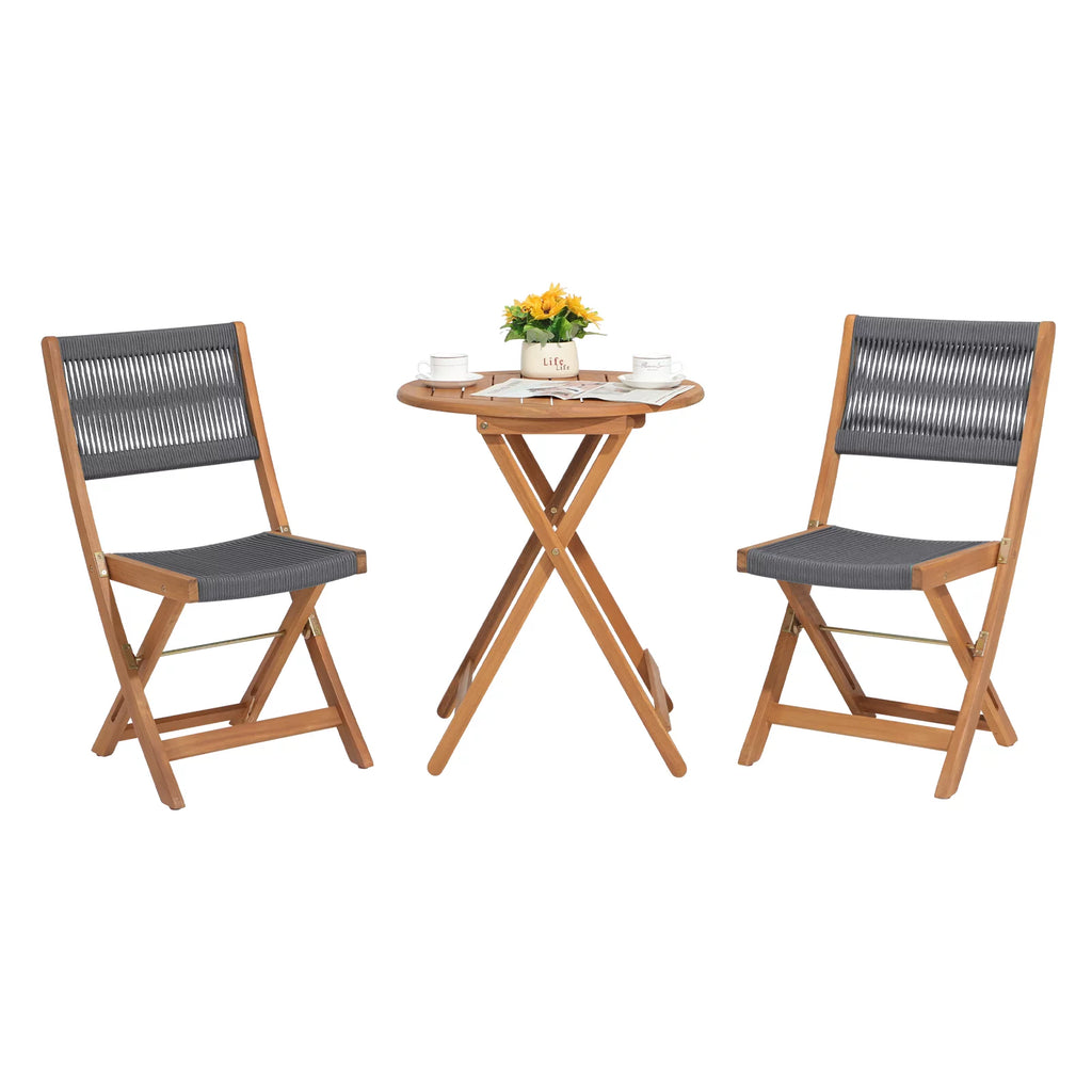 Acacia Wood Patio Bistro Set 3 Piece Gray X934