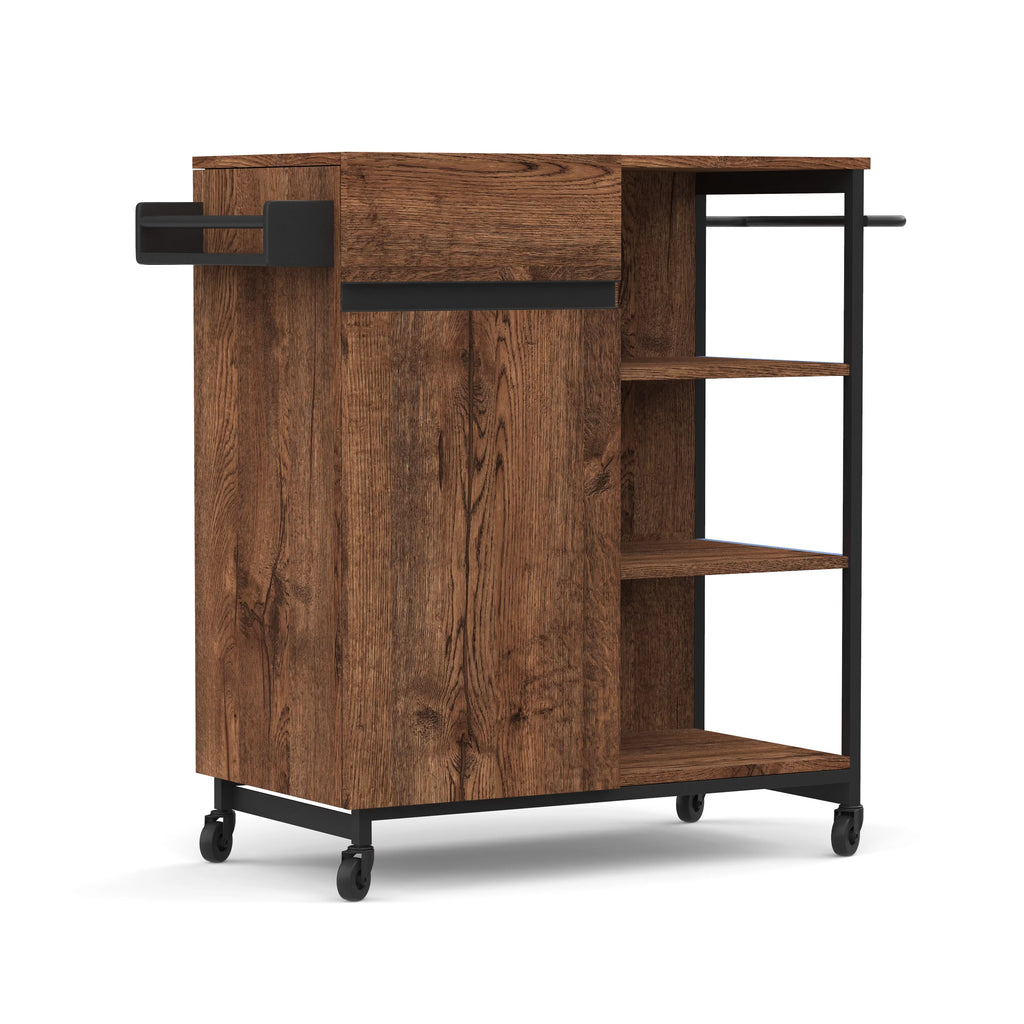 Kitchen Island on Wheels with Open Shelf D982