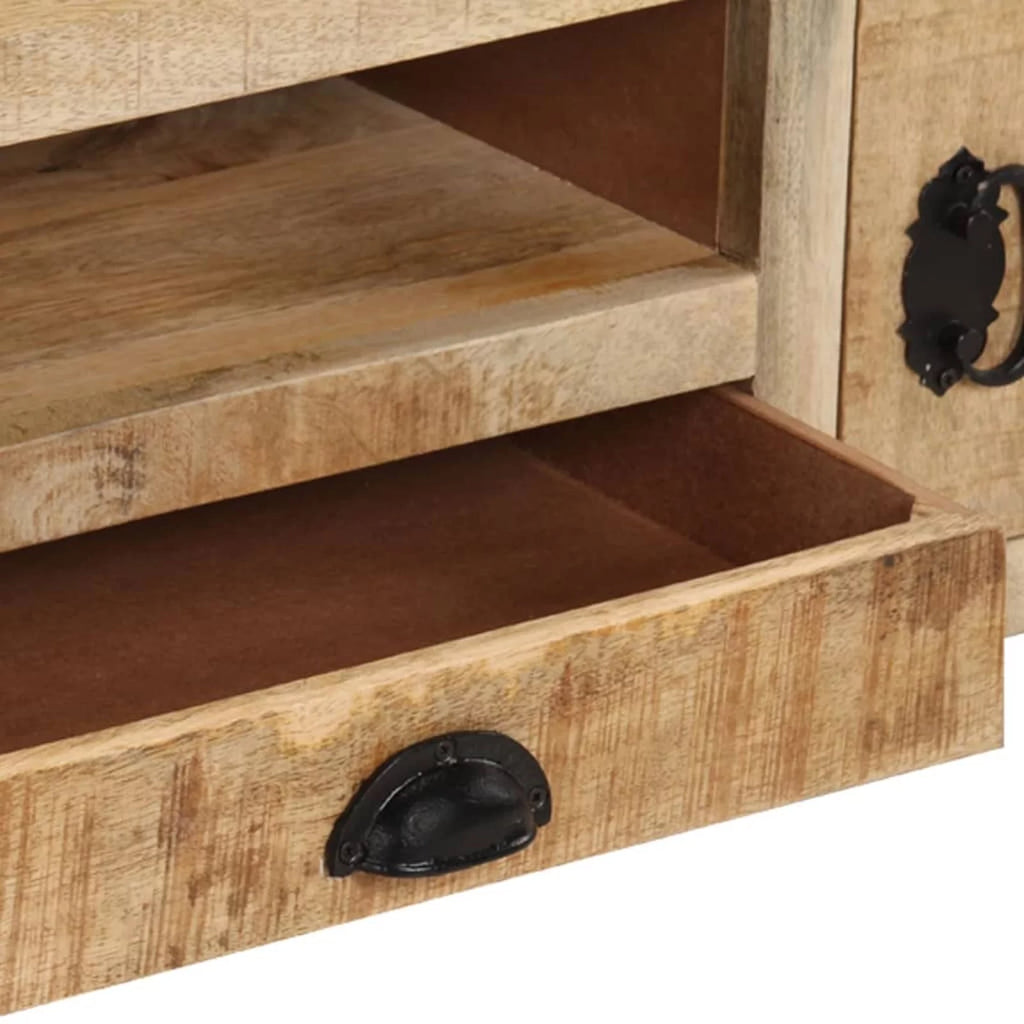 Rough Mango Wood Wheeled TV Stand with 2 Doors N650568