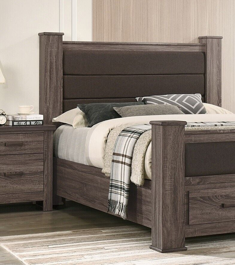 Eastern King Size 4pc Wooden Bedroom Set with Dresser Mirror Nightstand M3279