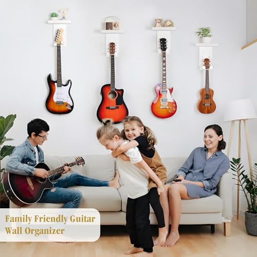 2-Pack Guitar Wall Mount Hanger with Shelf & Pick Holder E841469