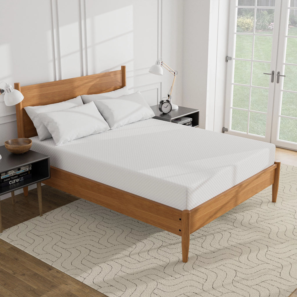 Solid Wood Queen Platform Bed with Memory Foam Mattress Y204782