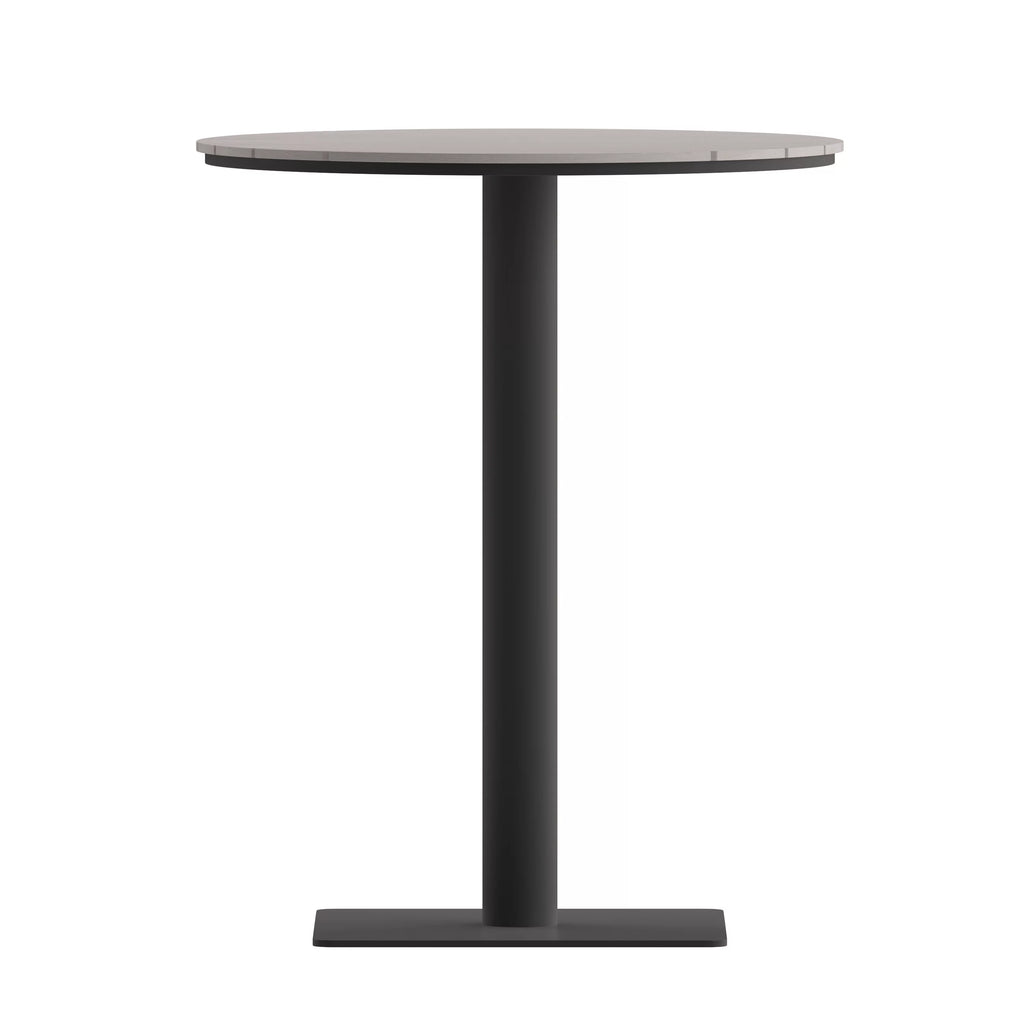 Round 24" Faux Teak Poly Slats Steel Frame Table N945