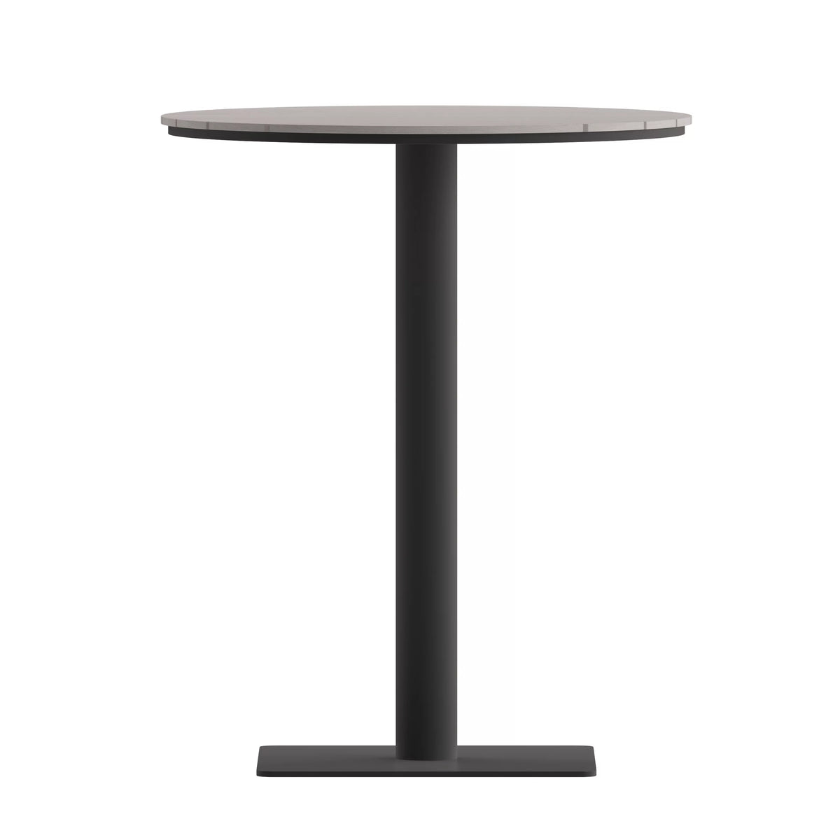 Round 24" Faux Teak Poly Slats Steel Frame Table N945