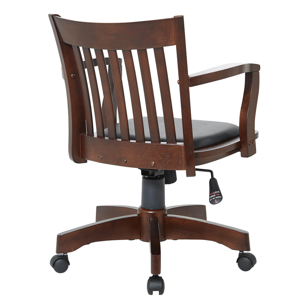 Espresso Finish Black Vinyl Bankers Chair D8213