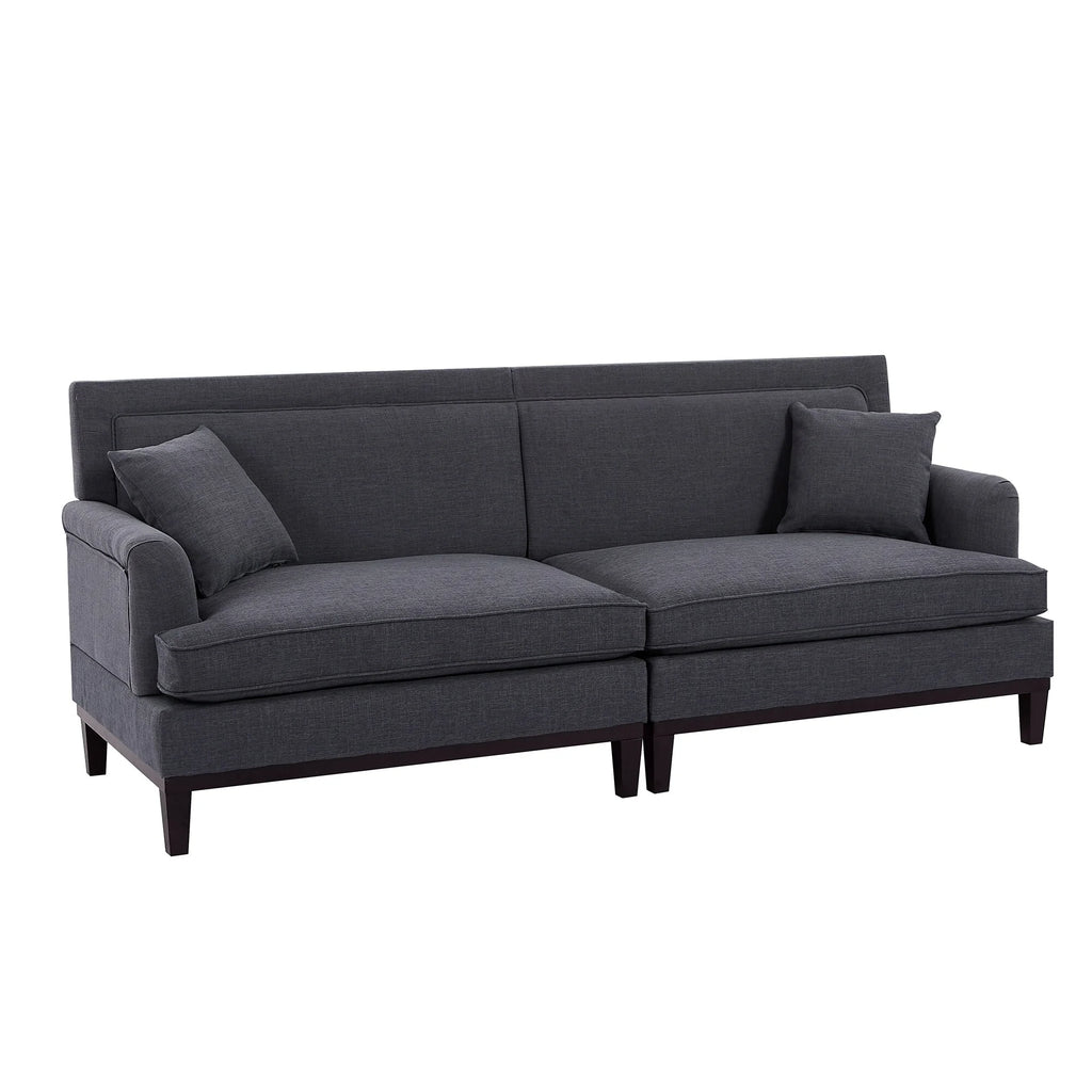 Grey Sleeper Loveseat with 2 Throw Pillows Y451