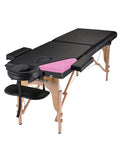 Portable Massage Table Wooden Frame Height Adjustment Black 3-Section H1927