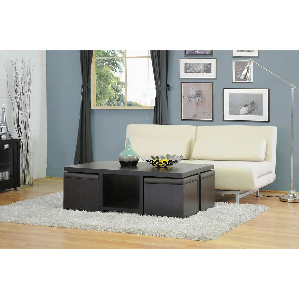 Modern Table and Stool Set with Hidden Storage A10471