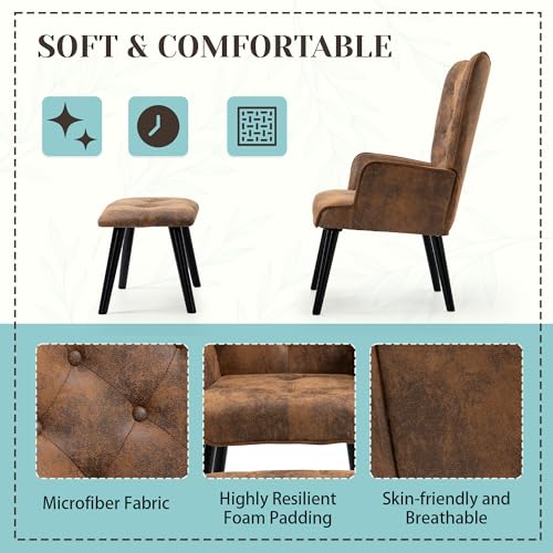 Brown Upholstered Accent Chair with Ottoman S273272