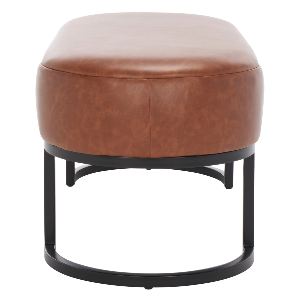 Cognac Leather Oval Bench S780213