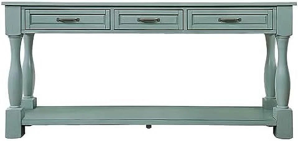 White 63 inch Wood Console Table with 3 Drawers V7063