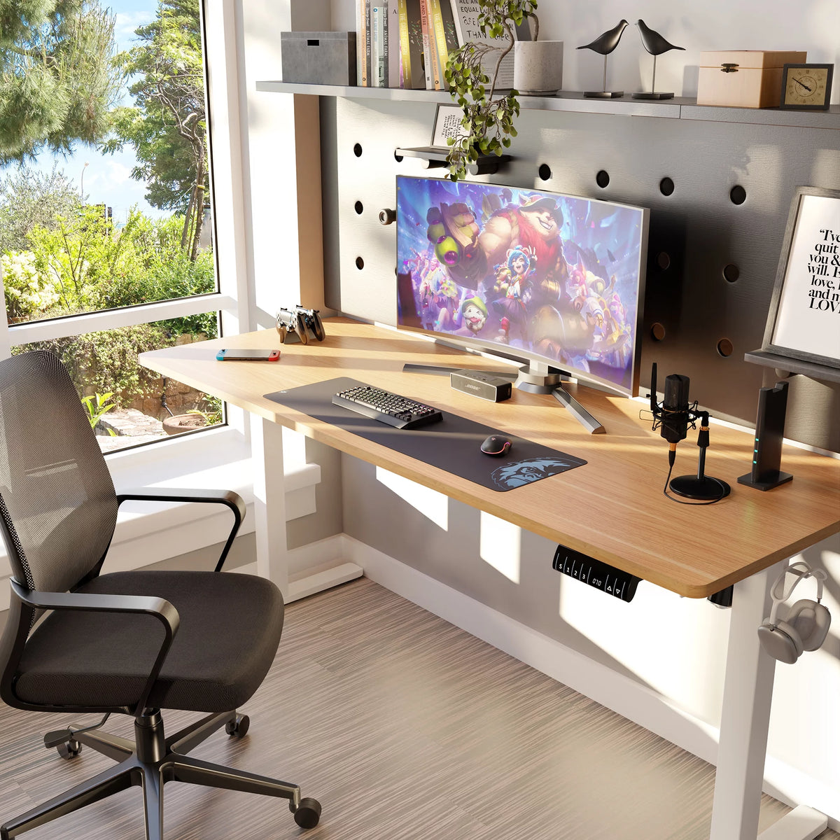 Electric Height Adjustable Standing Desk 63 x 24 Inches White Frame/Yellow Top X815