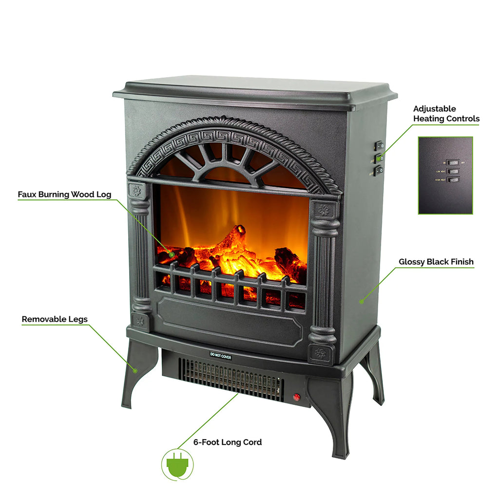 16" Freestanding Electric Fireplace Stove Heater U32045