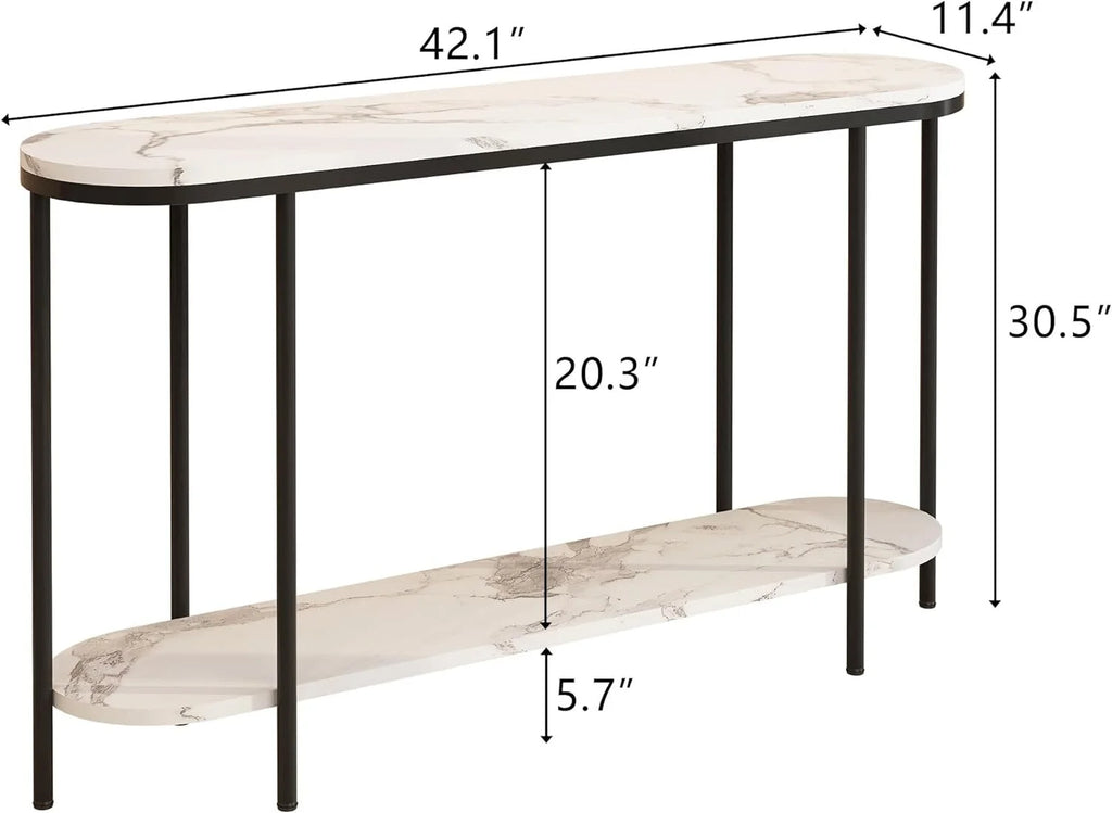 Faux Marble 2 Tier Sofa Table N308