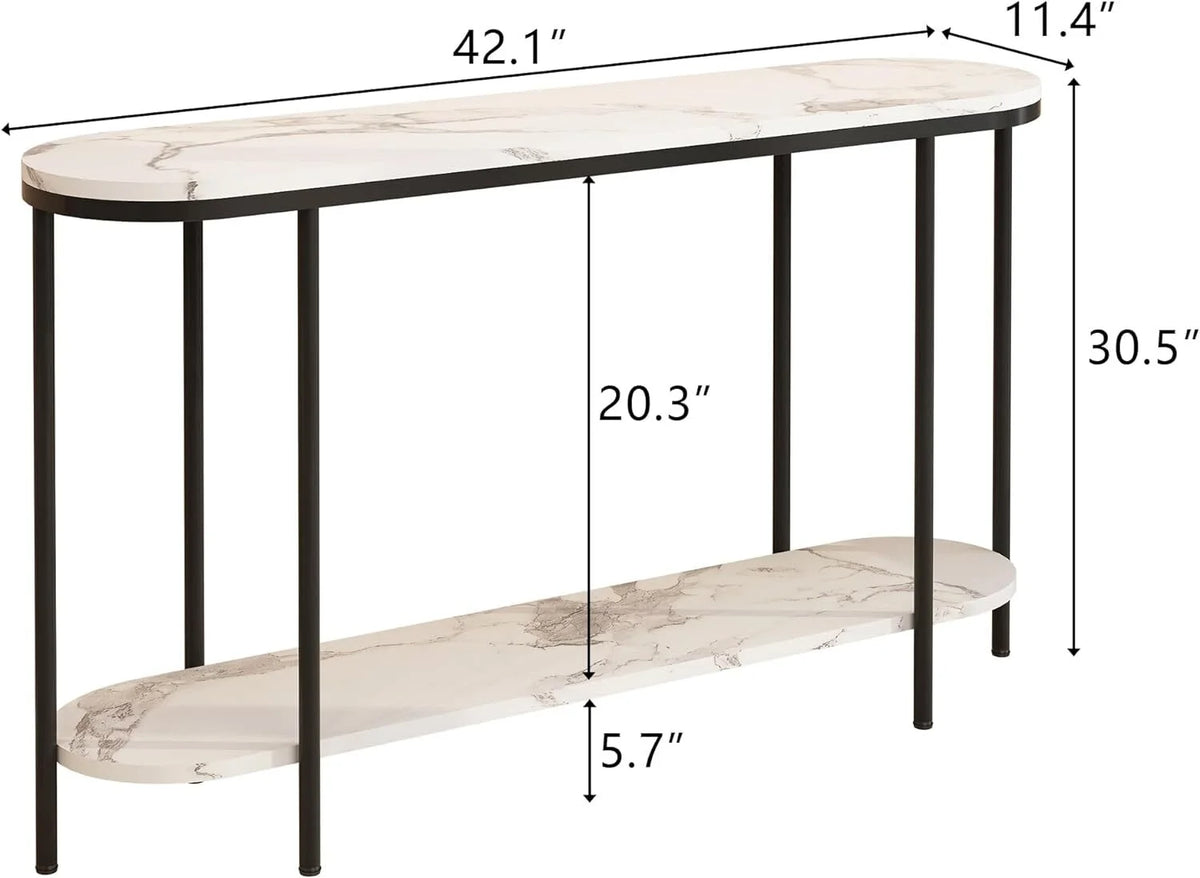 Faux Marble 2 Tier Sofa Table N308