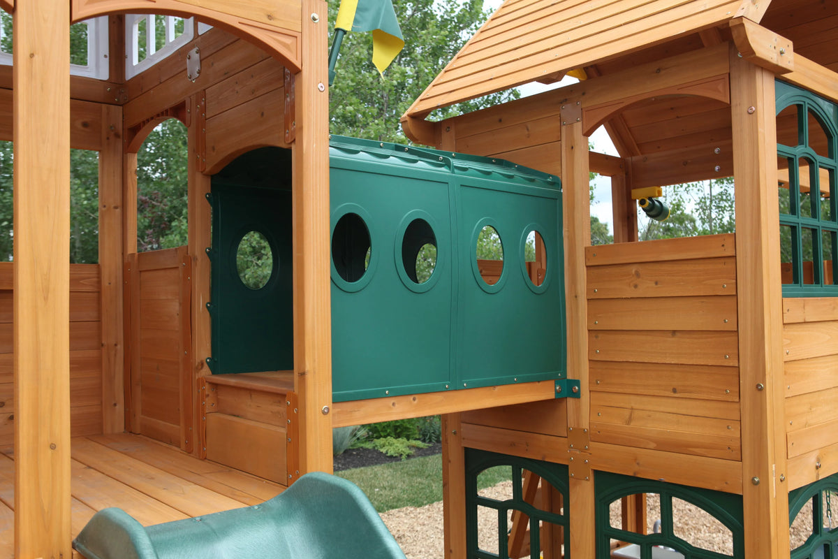 Wooden Swing Set with Tunnel, Slides and Kitchens M5865