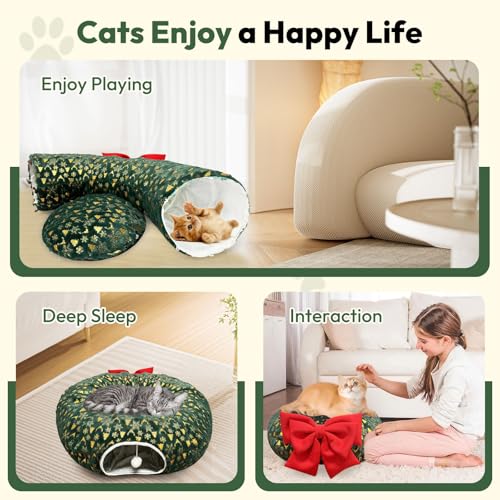 Green Plush Cat Tunnel with Ball Toy N62913