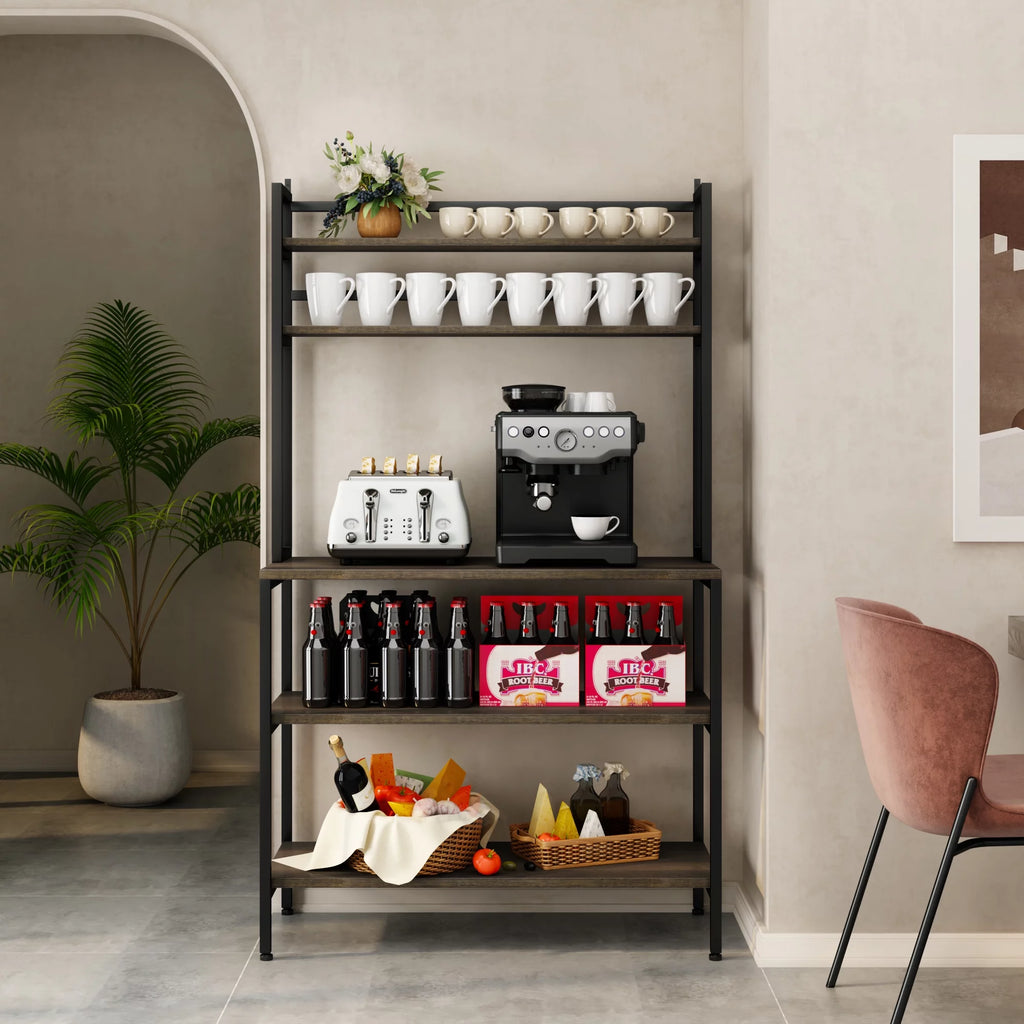 5 Tier Kitchen Microwave Oven Stand with Hutch U95103