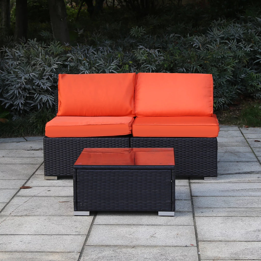 3 Pcs PE Rattan Wicker Patio Sofa Set M53444