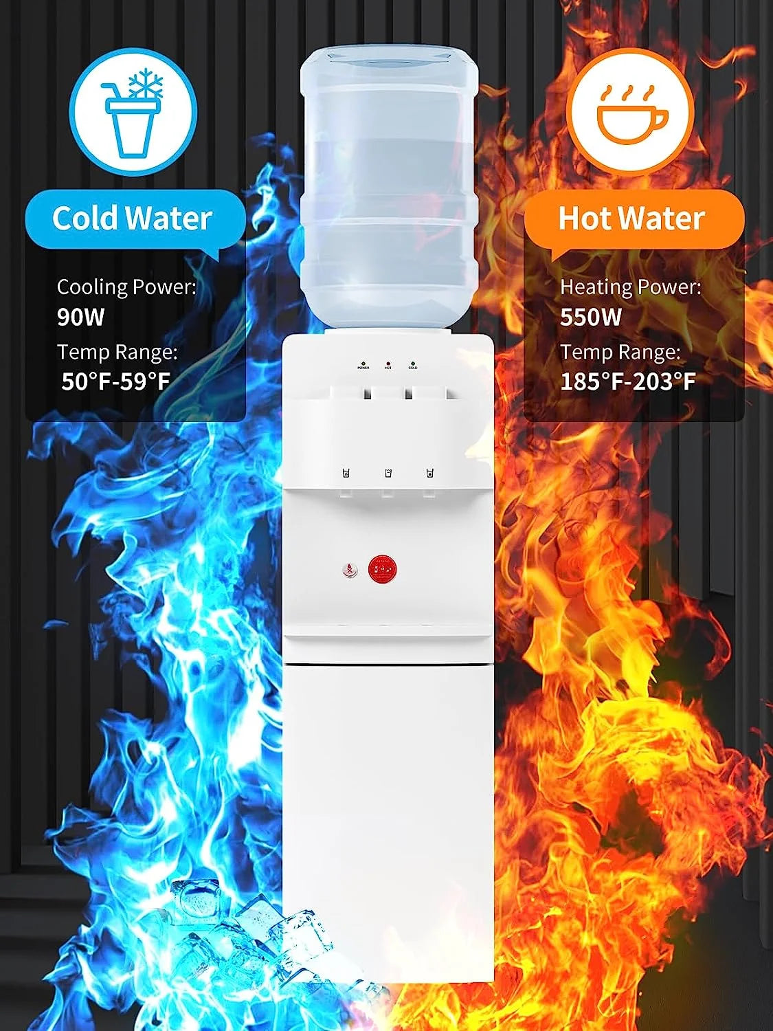 Top Loading Hot & Cold Water Cooler Dispenser White S73843