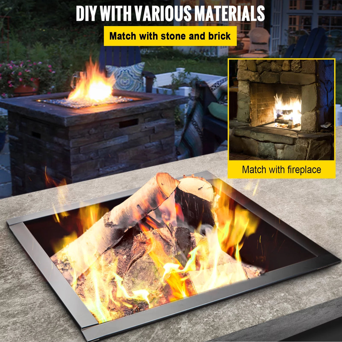 30" Square Heavy Duty Steel Fire Pit Ring K4390