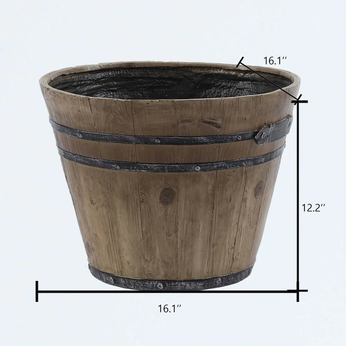Set Of 2 Rustic Brown Faux Wood Planters L2568