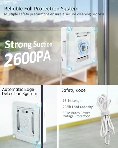 White Window Cleaning Robot with Dual Cross Water Spray W340978