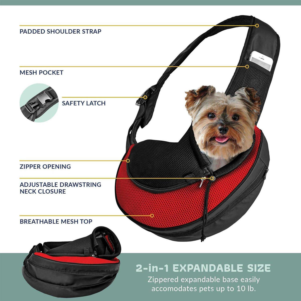 Expandable Pet Carrier Sling Bag A1537