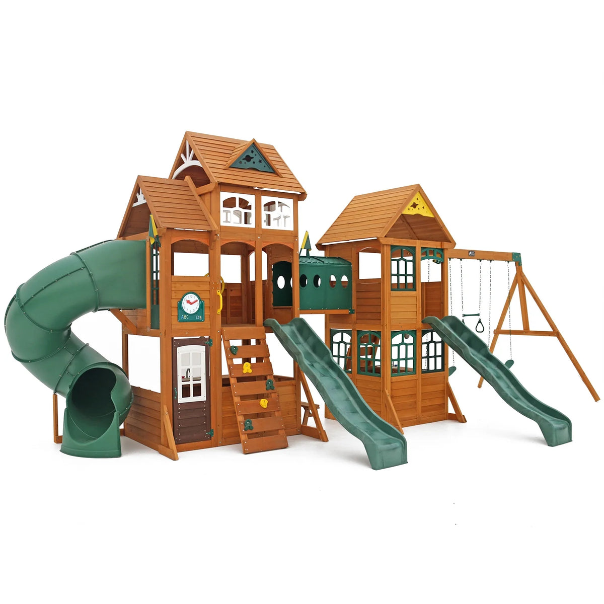 Wooden Swing Set with Tunnel, Slides and Kitchens M5865