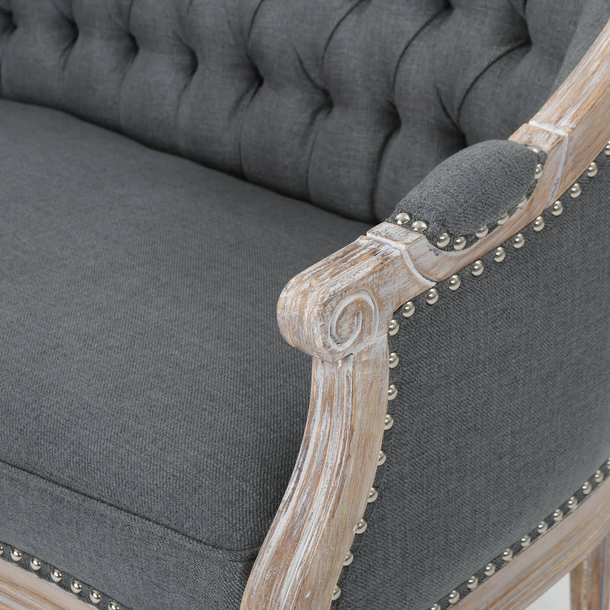 Dark Gray Fabric Loveseat W78036
