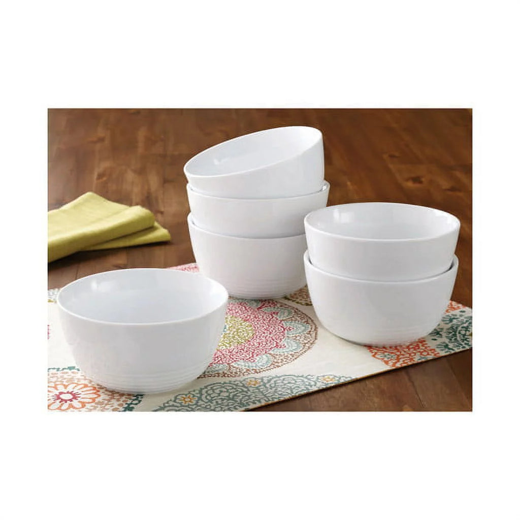 White Round Ribbed Porcelain Bowls Set of 12 K46349
